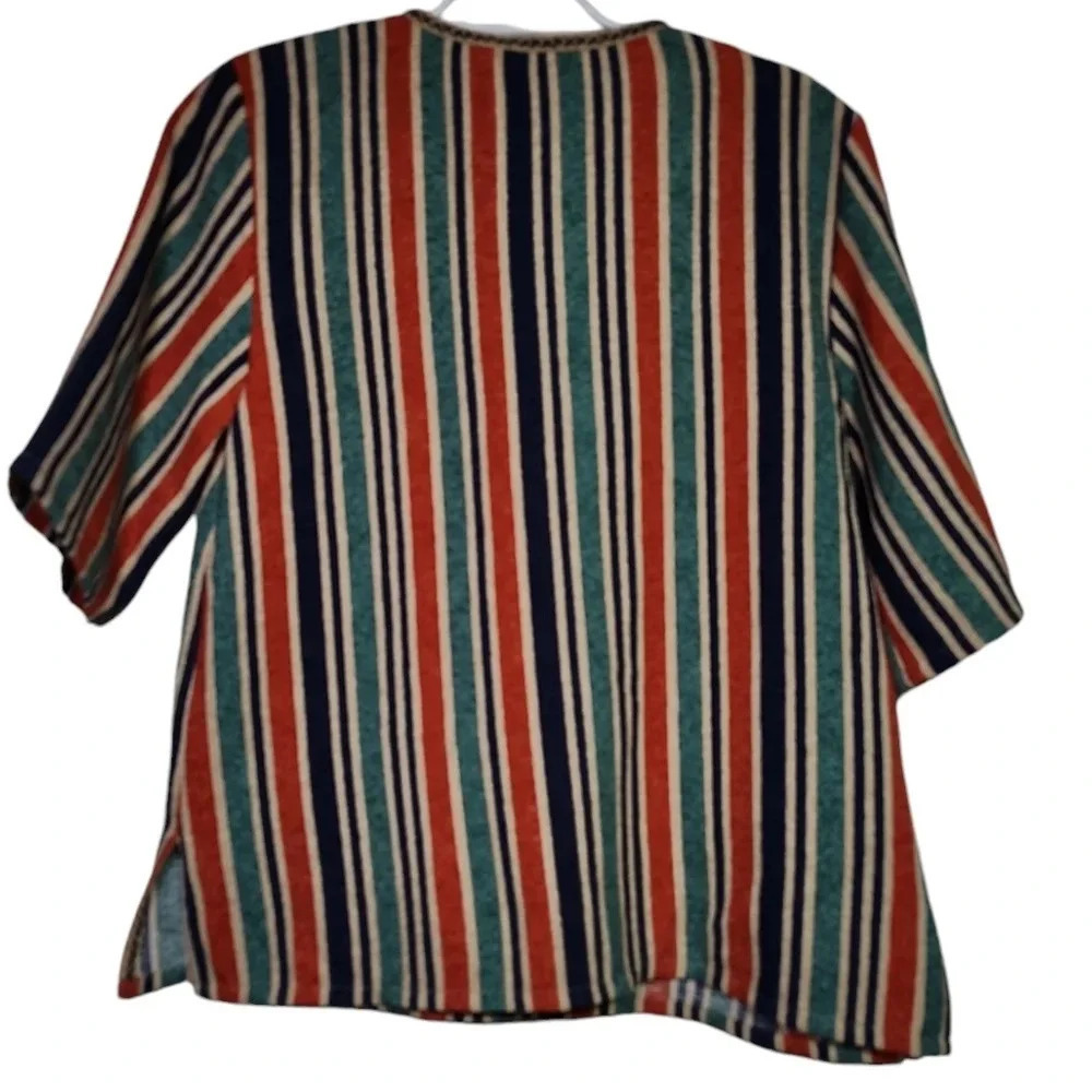 Moon River Striped Tunic Top S Boho Festival V Neck Pocket Blouse - Picture 4 of 7